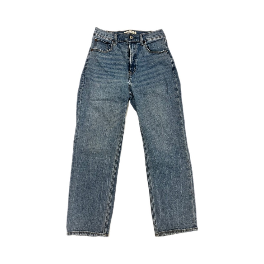 Abercrombie Straight Ultra High Rise Ankle Jeans Curve Love Short Medium Wash